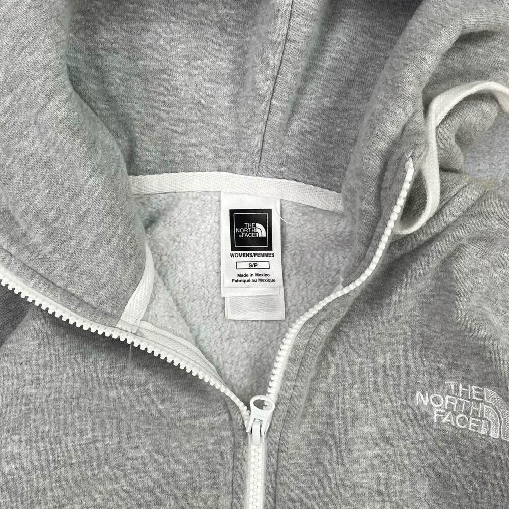 Vintage Y2K The North Face Hoodie Womens S Light Grey Cotton Full Zip White - Picture 3 of 3